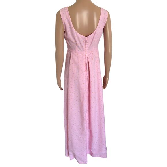 VTG Handmade Bridgerton Soft Girl Regency Empire Waist Floral Maxi Dress Pink - Picture 5 of 7